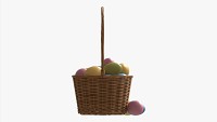 Easter Eggs in Wicker Basket with Handle