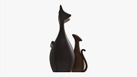 Abstract Animal Cat Ceramic Figurine Set