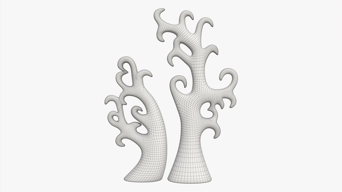 Abstract Tree Ceramic Figurine Set 06 v3