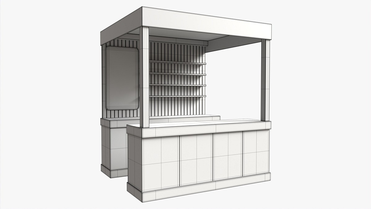 Booth Stand Kiosk with Roof 01
