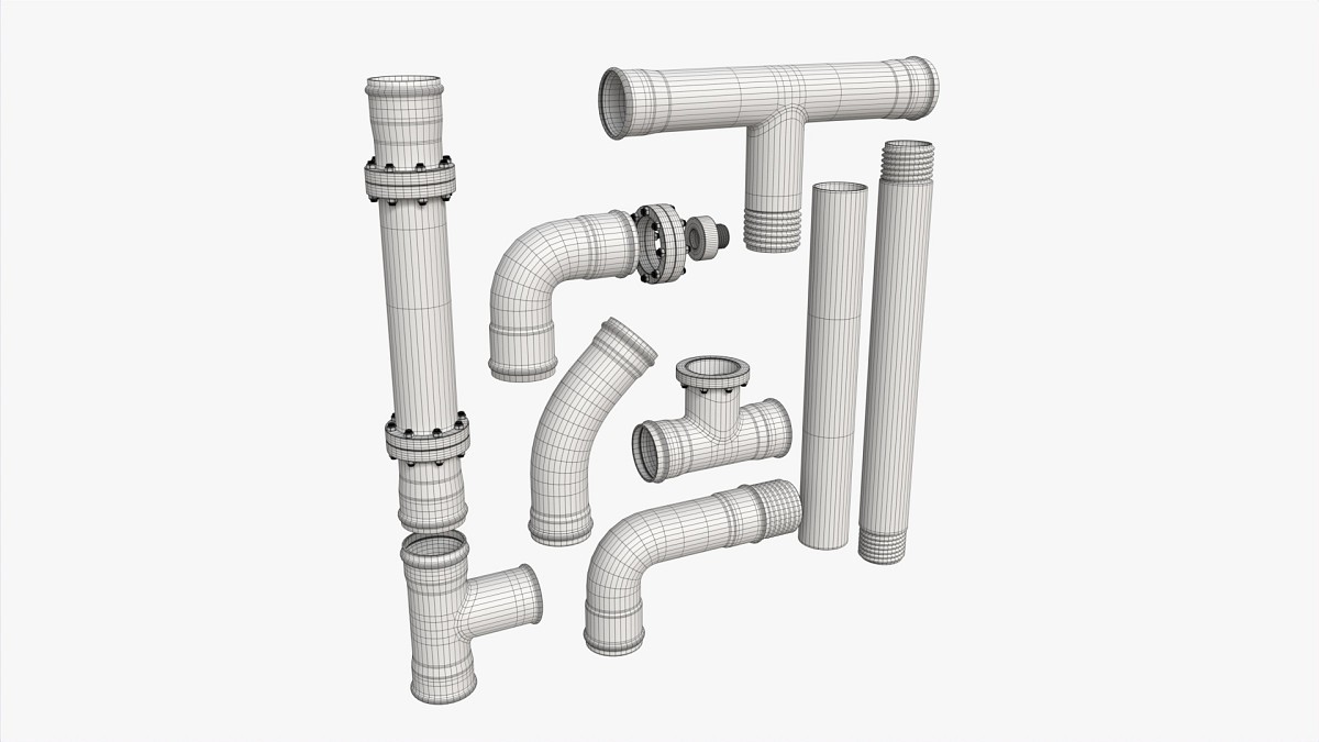 Metal Pipes with Fittings Set