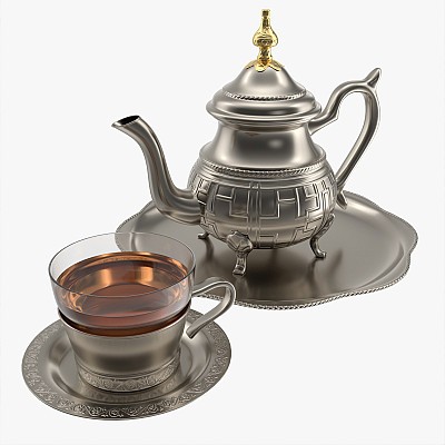 Silver Teapot Cup and Tea
