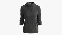 Hoodie with Pockets for Women Mockup 03 Black