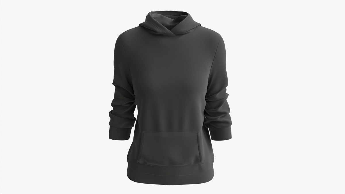 Hoodie with Pockets for Women Mockup 04 Black