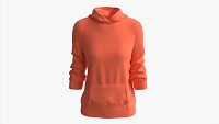 Hoodie with Pockets for Women Mockup 04 Orange