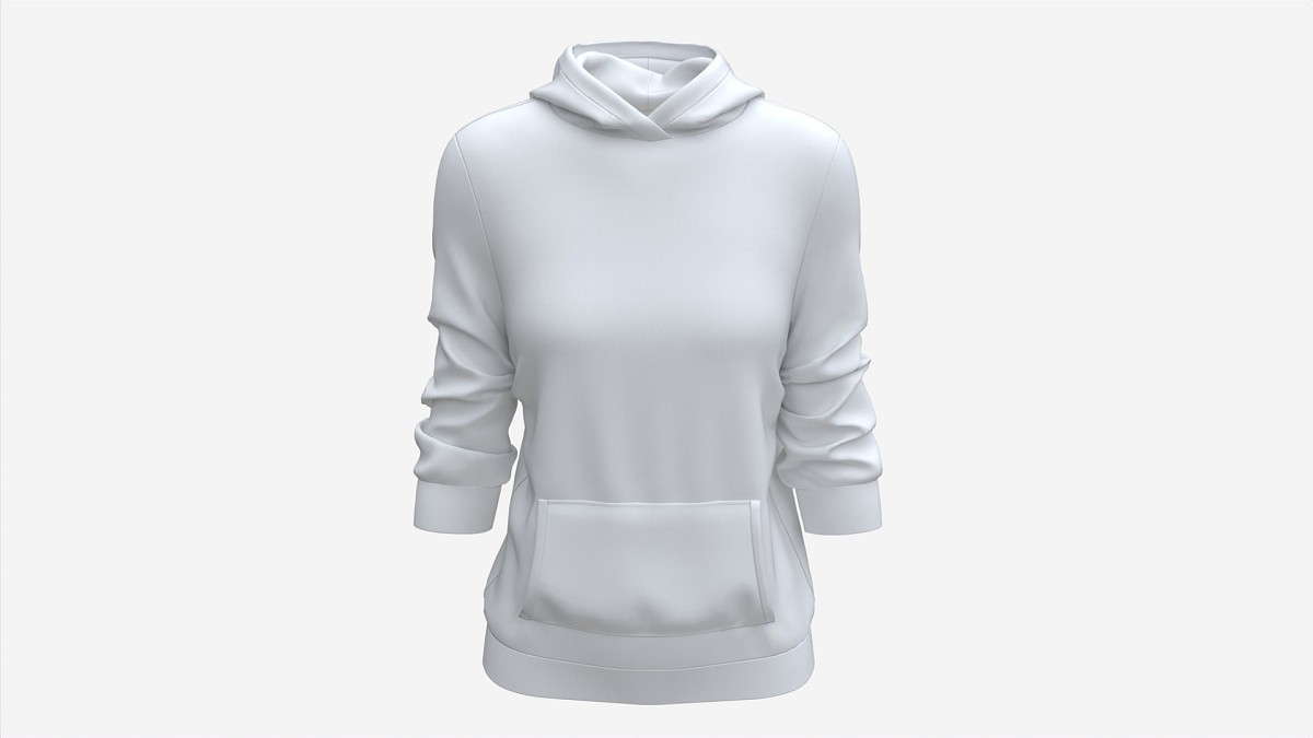 Hoodie with Pockets for Women Mockup 04 White