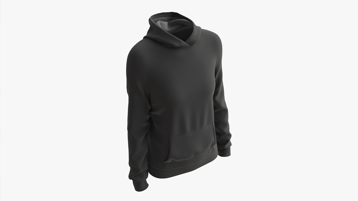 Hoodie with Pockets for Women Mockup 02 Black