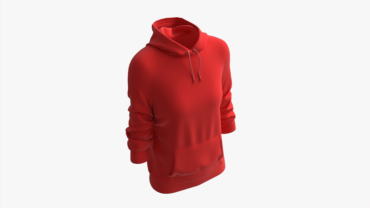 Hoodie with Pockets for Women Mockup 03 Red
