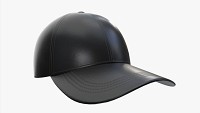 Baseball Cap Leather Mockup Black