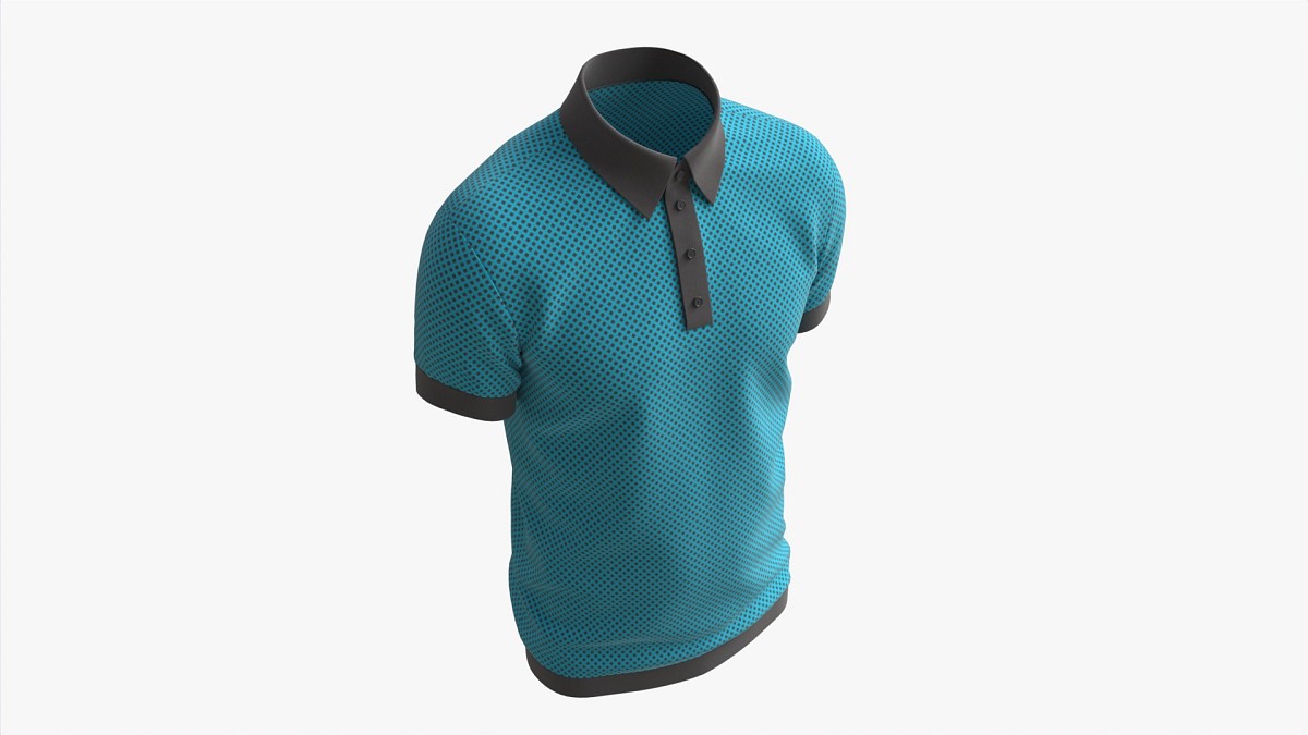 Short Sleeve Polo Shirt for Men Mockup 02 Blue