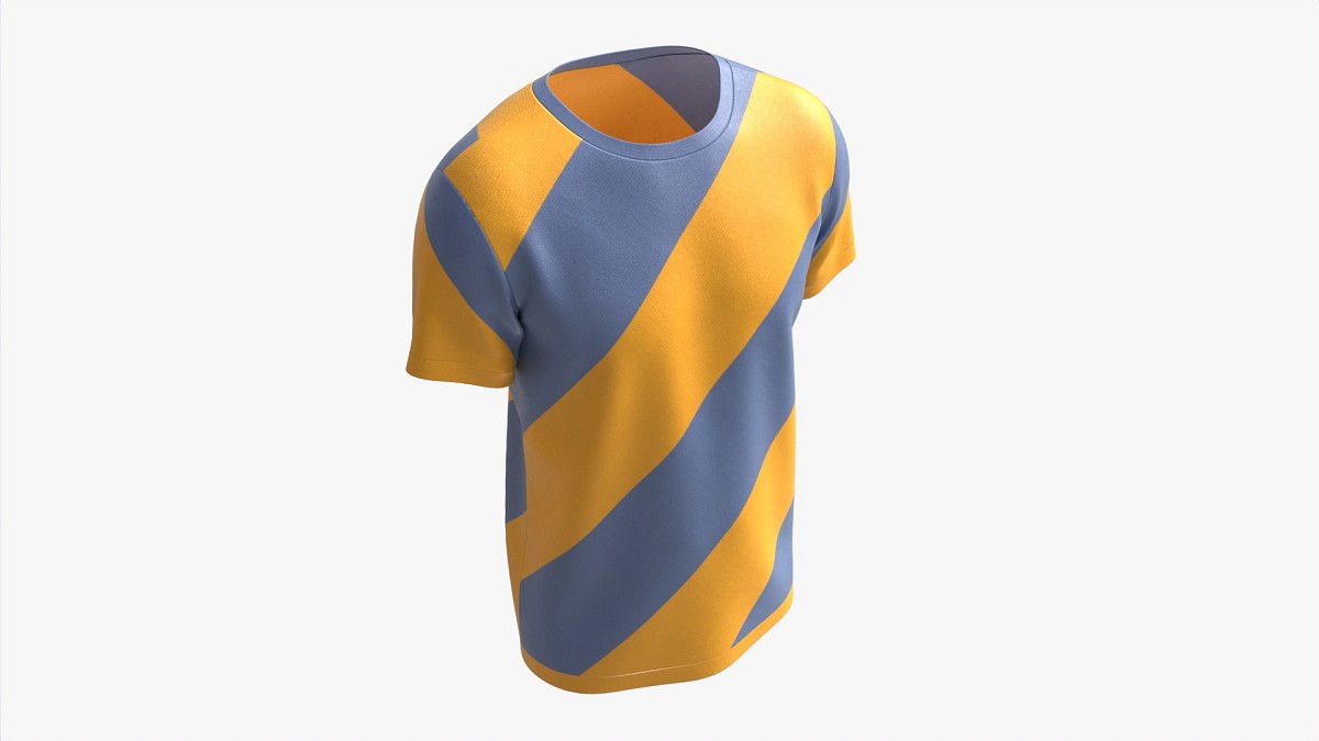 T-shirt for Men Mockup 01 Yellow Blue Stripes