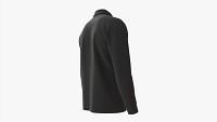 Long Sleeve Polo Shirt for Men Mockup 02 Black