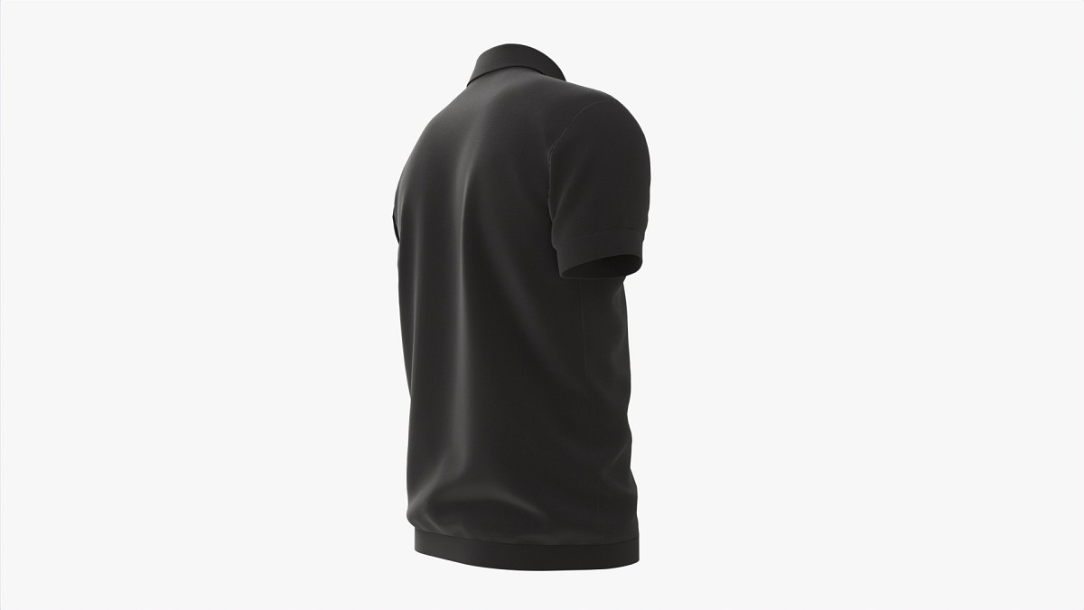 Short Sleeve Polo Shirt for Men Mockup 02 Black