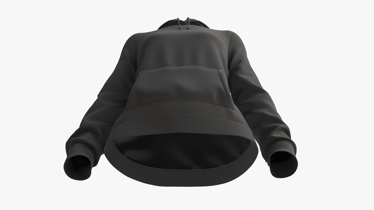 Hoodie with Pockets for Women Mockup 01 Black