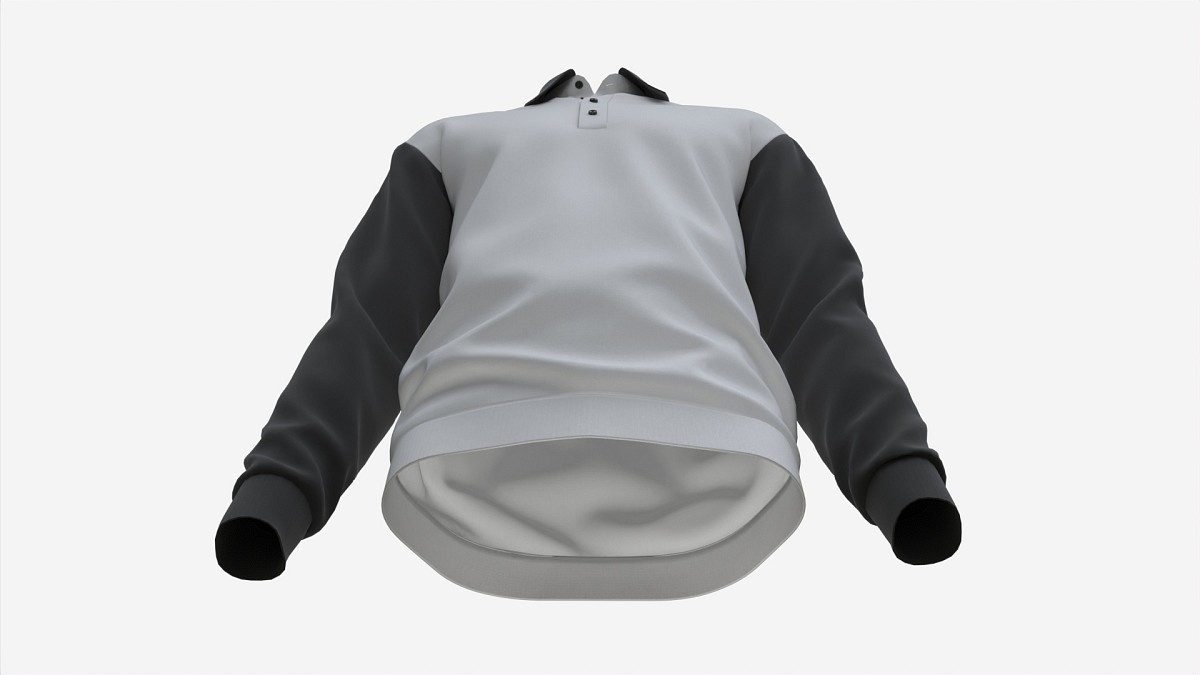 Long Sleeve Polo Shirt for Men Mockup 03 Black White
