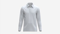 Long Sleeve Polo Shirt for Men Mockup 01 White
