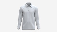 Long Sleeve Polo Shirt for Men Mockup 02 White