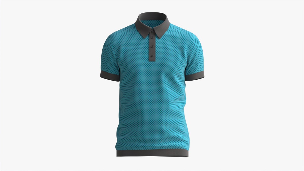 Short Sleeve Polo Shirt for Men Mockup 02 Blue