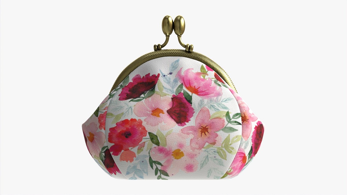 Female coin purse 02 with flowers