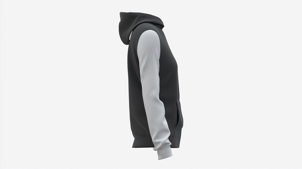 Hoodie with Pockets for Women Mockup 02 Black and White