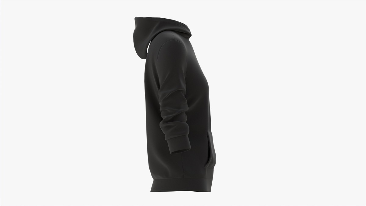 Hoodie with Pockets for Women Mockup 04 Black