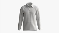 Long Sleeve Polo Shirt for Men Mockup 01 Black