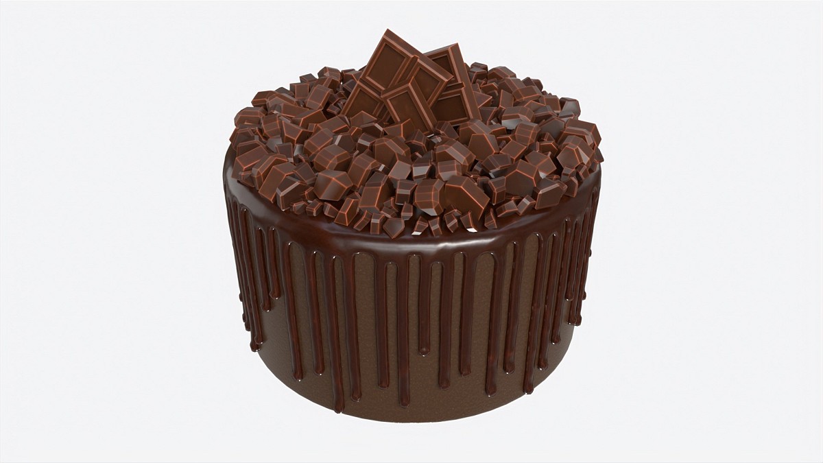 Chocolate Cake Decorated with Chocolate Pieces