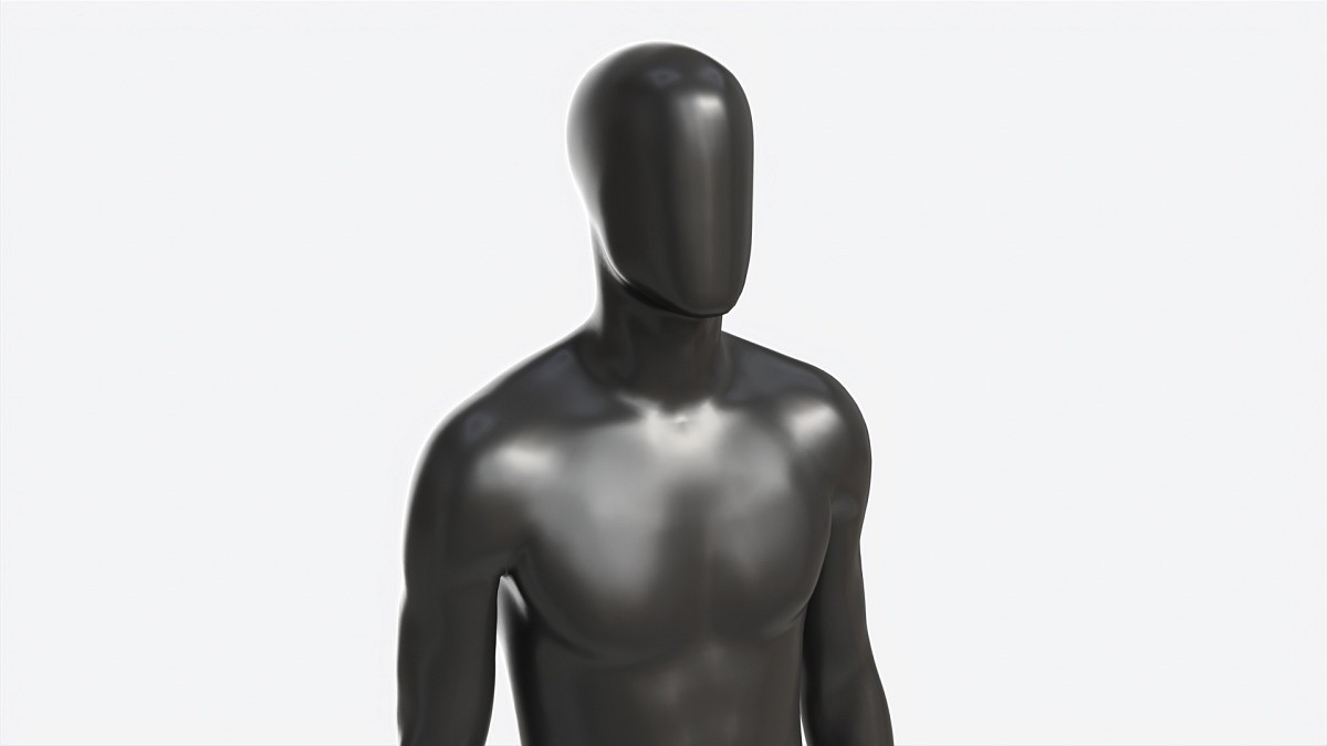 Male Full Body Mannequin Black Plastic