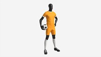 Male Mannequin in Soccer Uniform with Ball 01