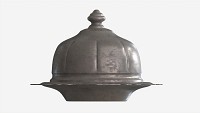 Old Metal Serving Butter Dish with Dome