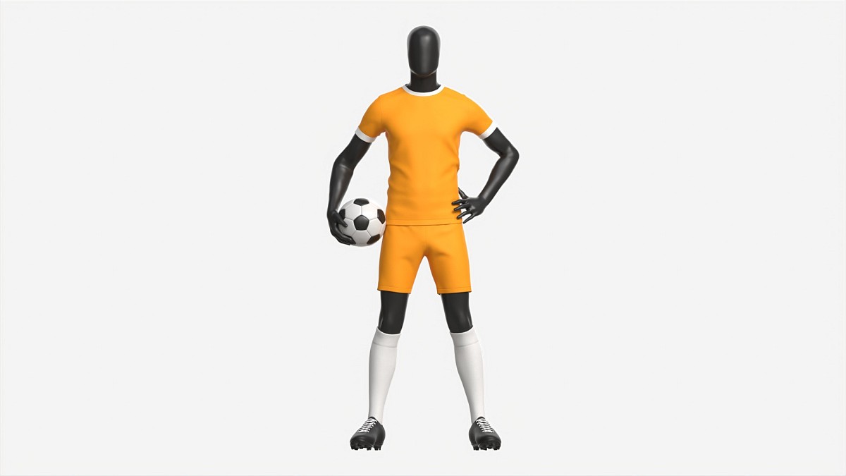 Male Mannequin in Soccer Uniform with Ball 01
