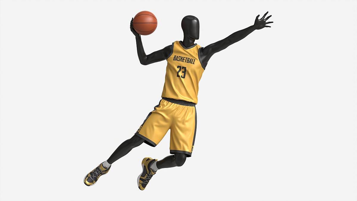 Male Mannequin in Basketball Uniform in Action 01