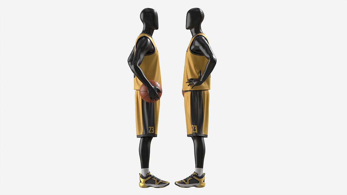 Male Mannequin in Basketball Uniform Standing with Ball