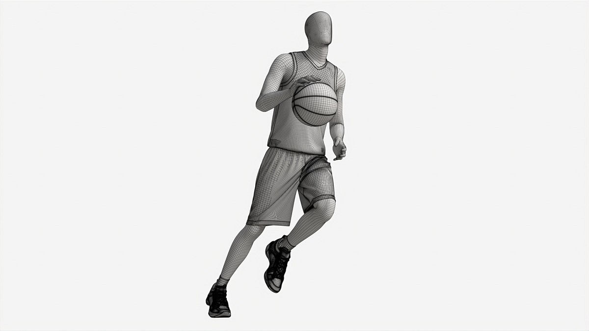 Male Mannequin in Basketball Uniform in Action 02