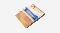 Euro banknote stack tied with rubber