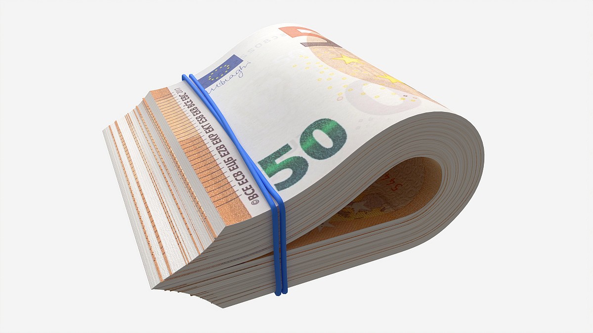 Euro banknotes folded and tied 01