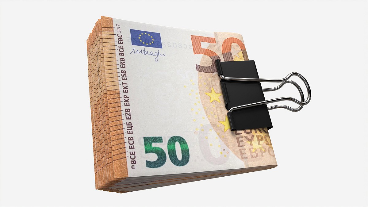 Euro banknotes folded with clip 01