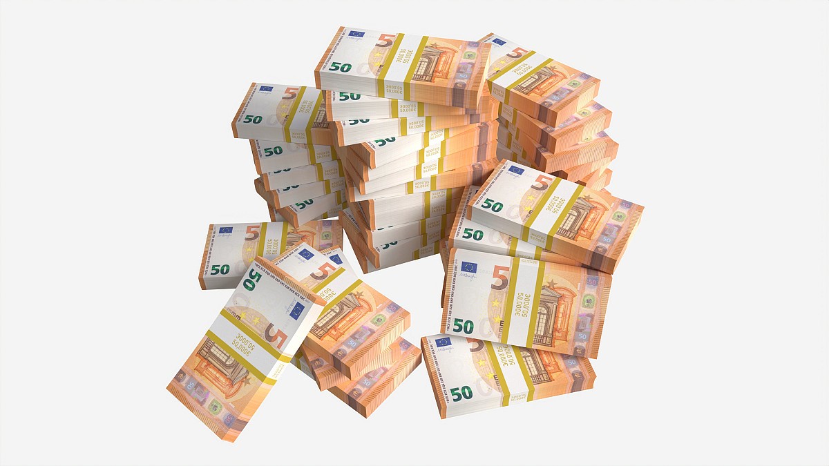Euro banknote bundles large set