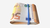 Euro banknotes folded and tied 02