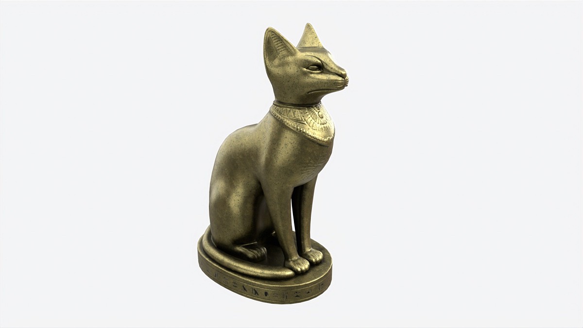 Egyptian Cat Statuette Patinated
