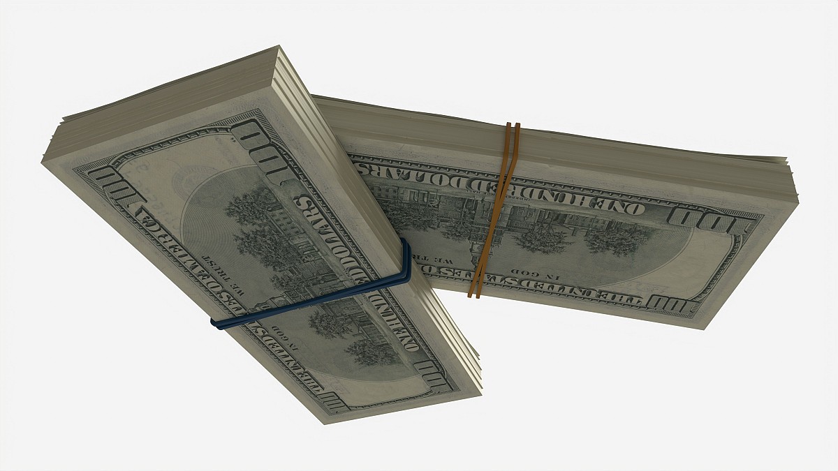 American dollar bundles tied with rubbers