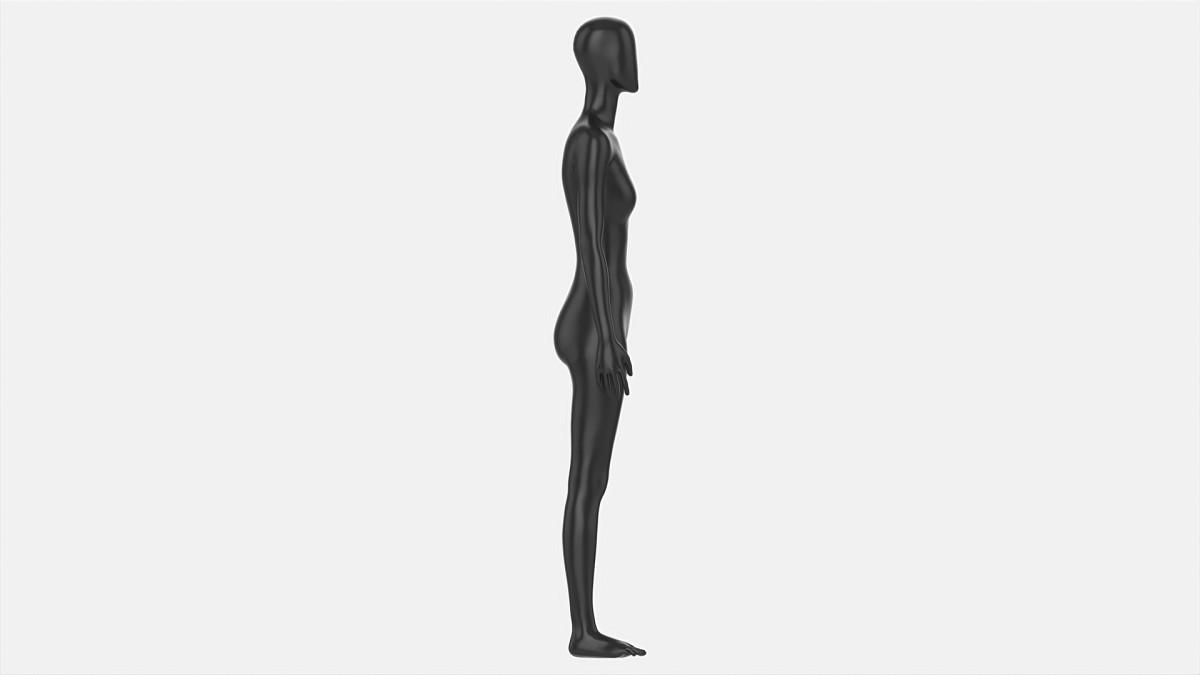Female mannequin black plastic full length PBR 3D Model - 3dmstock.com