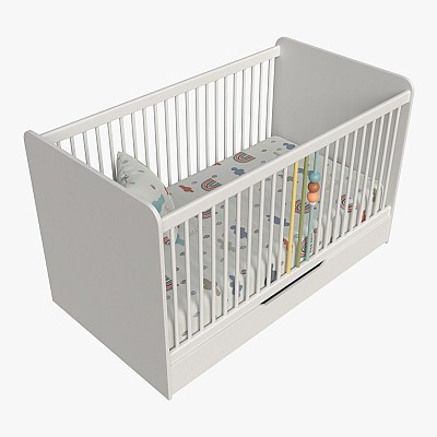 Montes White Baby Crib