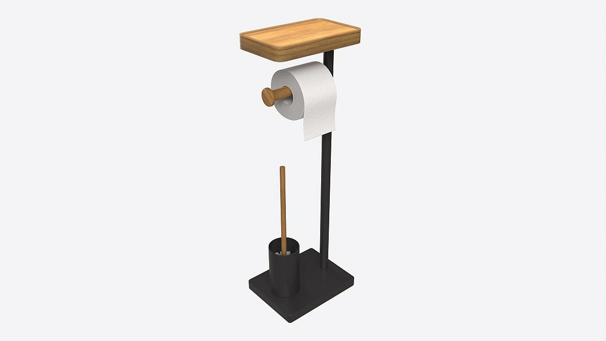 Toilet Brush with Stand and Paper on Holder