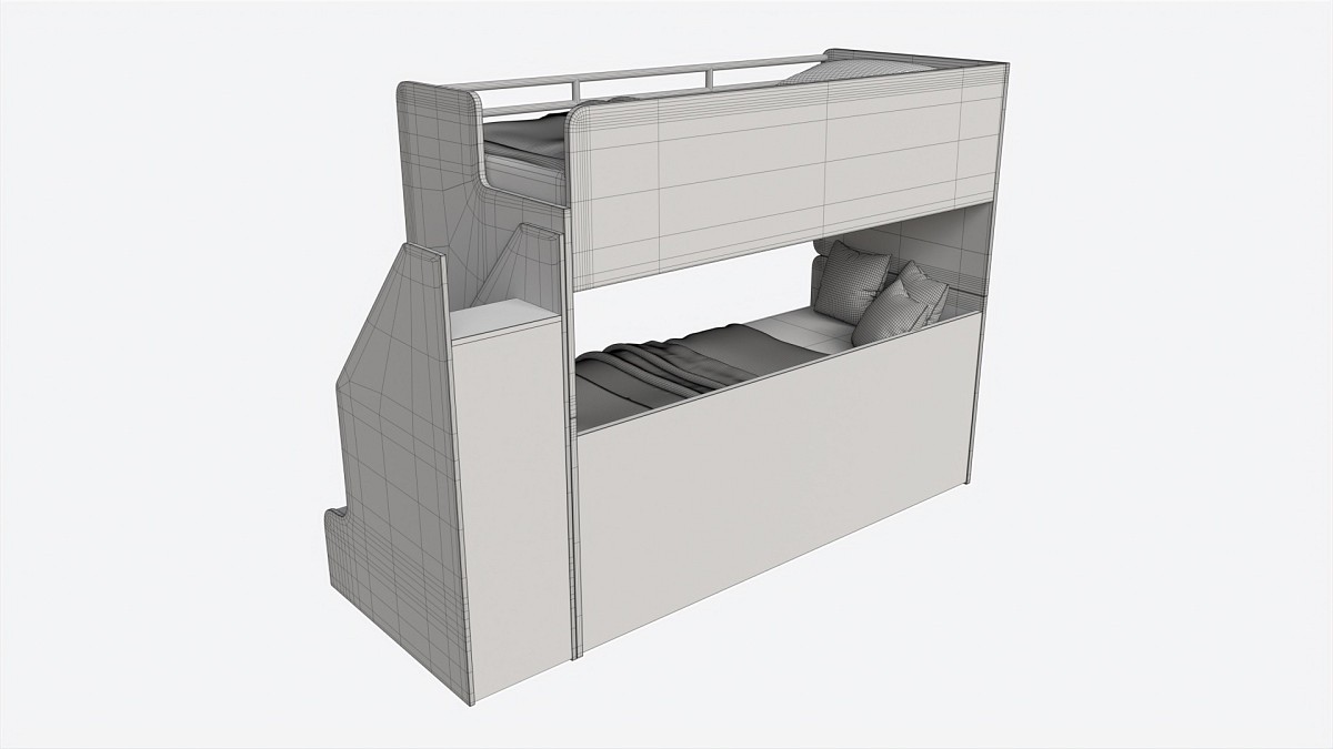 Bunk Bed for Children with Storage and Boxes