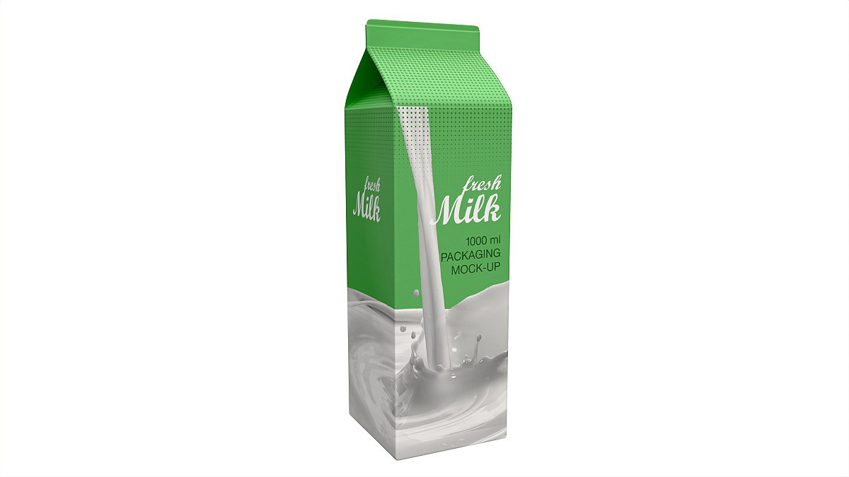 Milk Packaging Box 1000 ml Mockup