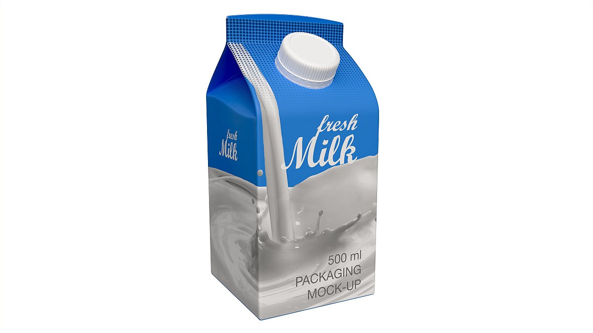 Milk Packaging Box with Cap 500 ml Mockup 01