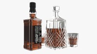 Whiskey Jack Daniels Decanter Bottle with Glasses