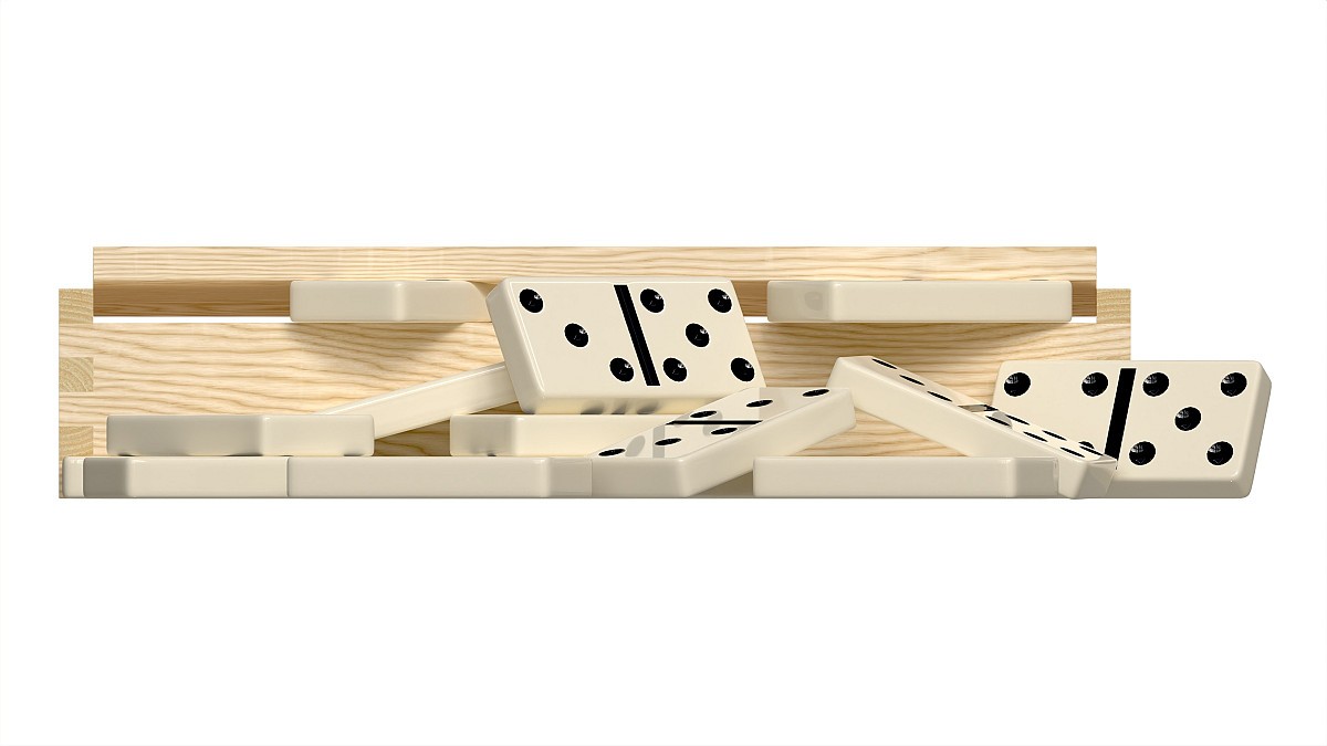Dominoes in Wooden Box Table Strategy Game