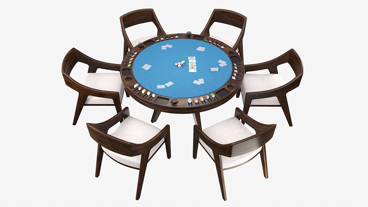 Poker Table Round with Chairs Full Set